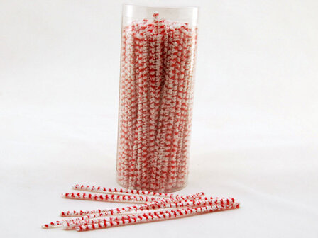 Pipecleaner red/white in transparant tube (200)