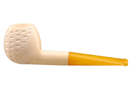 Block Meerschaum decorated Apple pipe - &#039;amber look&#039; stem (GR)