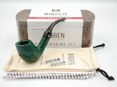 BigBen Pipe Smoking Set Amphora (ARS) bent green polish
