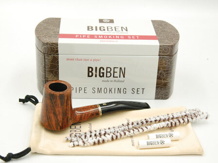 BigBen Pipe Smoking Set 423 tan polish semi straight