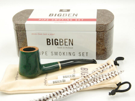 BigBen Pipe Smoking Set 423 2tone green semi straight