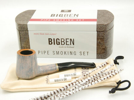 BigBen Pipe Smoking Set 423 2tone white polish semi straight