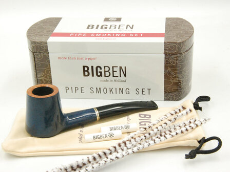 BigBen Pipe Smoking Set 423 2tone bleu matte semi straight