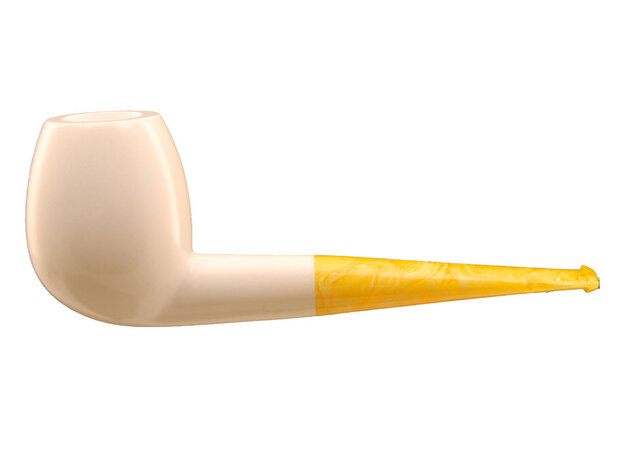 Block Meerschaum pipe XL with yellow marble acrylic mouthpiece