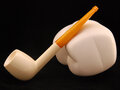 Block Meerschaum slim billiard pipe - natural ambre stem