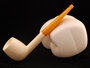 Block Meerschaum slim billiard pipe - natural ambre stem_